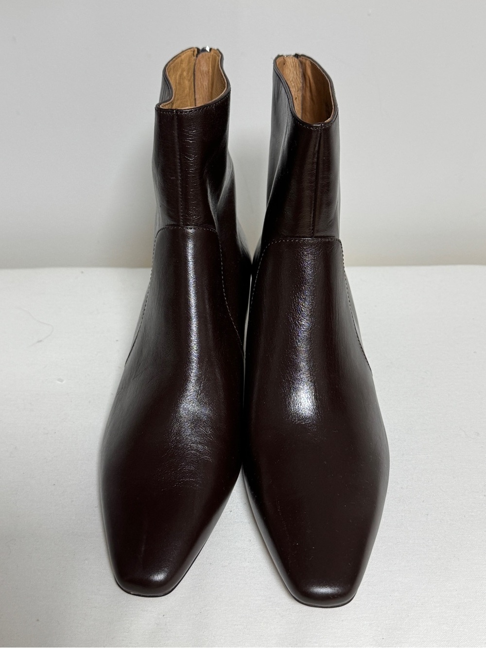 Madewell The Dimes Kitten Heel Turkish Coffee Crinkle Leather Boots - Picture 7 of 12